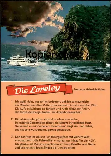 ÄLTERE POSTKARTE LORELEY LIED WAS SOLL ES... St. Goarshausen Gedicht Heinrich Heine Rhein Rhin Rhine Rijn Schiff Ship