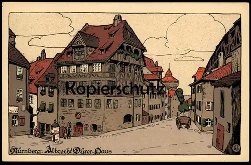 ALTE POSTKARTE KÜNSTLERSTEINZEICHNUNG NÜRNBERG ALBRECHT DÜRER HAUS STEINDRUCK Steinzeichnung Ansichtskarte cpa postcard