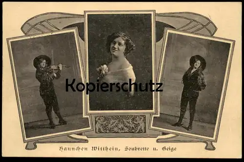 ALTE POSTKARTE GEIGERIN HANNCHEN WITTHEIN SOUBRETTE GEIGE VIOLIN VIOLON OPER Violine Soldatenkarte Stempel Bückeburg