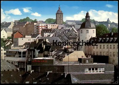 ÄLTERE POSTKARTE SIEGEN STADTMITTE KAUFHAUS HETTLAGE SCHNEIDER PANORAMA TOTALANSICHT TOTAL Ansichtskarte postcard AK cpa