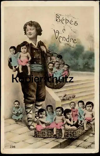 ALTE POSTKARTE PHOTOMONTAGE BÉBÉS À VENDRE BABY Kinder Kind Enfant Enfants Bebe Children Child Surrealisme montage photo