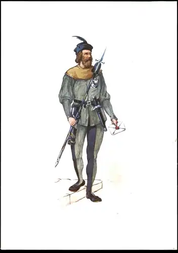 ÄLTERE POSTKARTE PTT MUSEUM BERN STANDESLÄUFER VON SCHAFFHAUSEN Messager de Schaffhouse Kostüm Tracht Costume