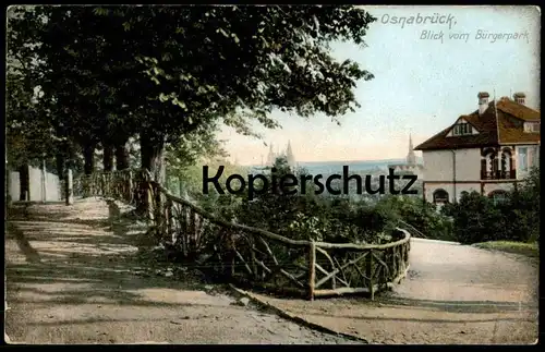 ALTE POSTKARTE OSNABRÜCK BLICK VOM BÜRGERPARK MIT VILLA 1908 Park Parc Niedersachsen Ansichtskarte AK cpa postcard