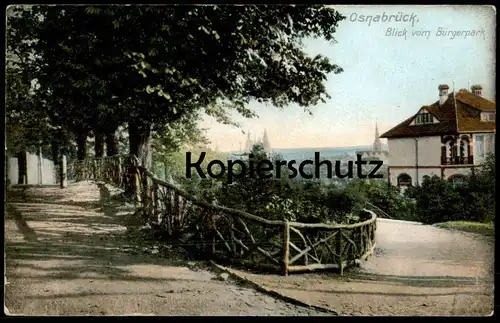 ALTE POSTKARTE OSNABRÜCK BLICK VOM VOM BÜRGERPARK MIT VILLA 1908 Park Parc Niedersachsen Ansichtskarte AK cpa postcard
