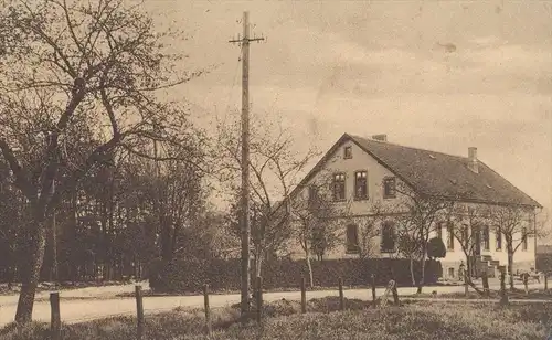 ALTE POSTKARTE GRUSS AUS HASBERGEN BEI OSNABRÜCK TELEGRAFENMAST TELEFONLEITUNG Ansichtskarte AK cpa postcard