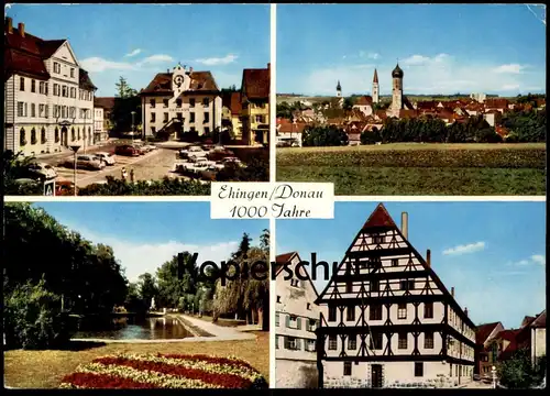 ÄLTERE POSTKARTE 1000 JAHRE EHINGEN DONAU MARKTPLATZ GESAMTANSICHT KROGGENSEE MUSEUM Autos Auto VW Käfer Ansichtskarte
