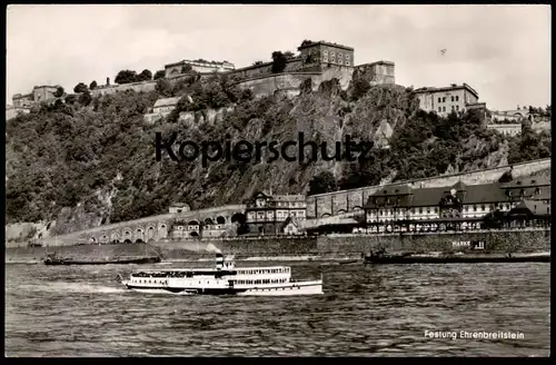 ÄLTERE POSTKARTE FESTUNG EHRENBREITSTEIN KOBLENZ Dampfer steam ship Köln Düsseldorfer ? Frachtschiff Cargo freight ship