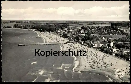 ÄLTERE POSTKARTE LUFTBILD NIENDORF BEI TRAVEMÜNDE OSTSEE Fliegeraufnahme Vogelschau Panorama Ansichtskarte cpa postcard