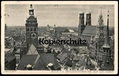 ALTE POSTKARTE MÜNCHEN BLICK VON DER HEILIGGEISTKIRCHE AUF DIE STADT 1950 Kirche church cpa postcard AK Ansichtskarte