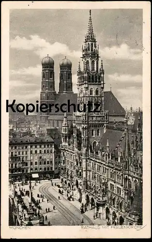 ALTE POSTKARTE MÜNCHEN RATHAUS MIT FRAUENKIRCHE 1950 la mairie town hall cpa postcard AK Ansichtskarte
