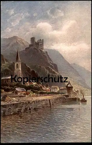 ALTE KÜNSTLER POSTKARTE BURG KATZ ST. GOARSHAUSEN ASTUDIN KÜNSTLERKARTE postcard cpa Ansichtskarte AK