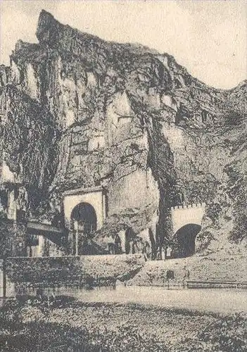 ALTE POSTKARTE ALTENAHR PARTIE AM EISENBAHNTUNNEL DAS SCHWARZE KREUZ TEUFELSLOCH EISENBAHN TUNNEL DAMPFLOK LOKOMOTIVE