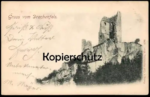 ALTE POSTKARTE GRUSS VOM DRACHENFELS 1898 BEI BONN KÖNIGSWINTER BURG RUINE Siebengebirge Ansichtskarte postcard cpa AK