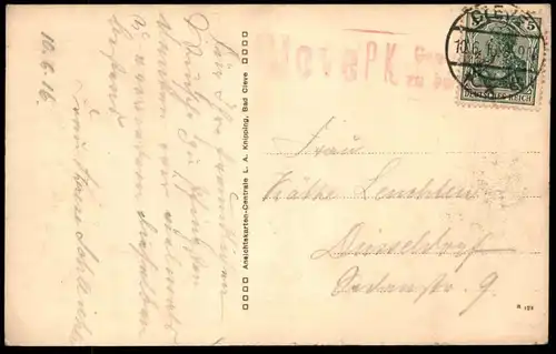 ALTE POSTKARTE GRUSS AUS BAD CLEVE HOTEL MAYWALD KERMISDAHL KÜHE COW Kuh vache 1916 PRÜF-STEMPEL P.K. ROT Kleve AK cpa