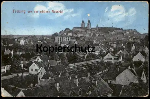 ALTE POSTKARTE FREISING VON DER SCHÖNEN AUSSICHT PANORAMA 1911 Bayern Ansichtskarte AK cpa postcard