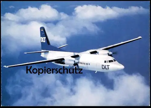 ÄLTERE POSTKARTE FLUGZEUG FOKKER 50 DLT AIRPLANE Airline Avion Aircraft Fluggesellschaft Ansichtskarte AK cpa postcard
