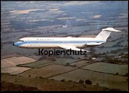 ÄLTERE POSTKARTE FLUGZEUG AIRPLANE AVION BAVARIA FLUGGESELLSCHAFT BAC 111-500 SUPER ONE-ELEVEN JET Aircraft Airline AK