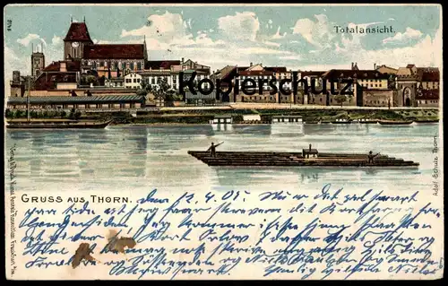 ALTE LITHO POSTKARTE GRUSS AUS THORN TOTALANSICHT Torun Ostpreussen Ostpreußen polska poland Polen Ansichtskarte cpa AK