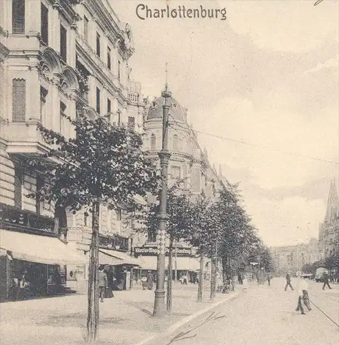ALTE POSTKARTE BERLIN CHARLOTTENBURG KANTSTRASSE PFERDEWAGEN GERMANIA & STRASSENBAHN 80 tram tramway tram Berlino cpa