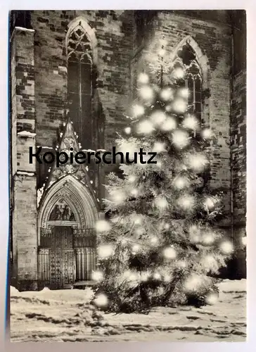 ALTE POSTKARTE OSNABRÜCK AN DER MARIENKIRCHE WEIHNACHTEN 1973 Schnee Weihnachtsbaum Winter hiver snow church Christmas