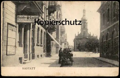 ALTE POSTKARTE RASTATT RASTATTER TAGEBLATT GENERAL-ANZEIGER FÜR MITTELBADEN KUTSCHE Zeitung newspaper Ansichtskarte cpa