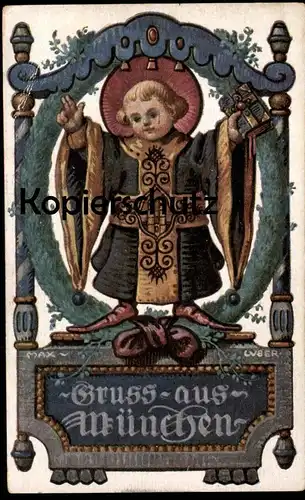 ALTE POSTKARTE GRUSS AUS MÜNCHEN KÜNSTLERKARTE MAX LUBER MÜNCHNER KINDL BIBEL Ottmar Zieher Nr. 26 AK postcard cpa