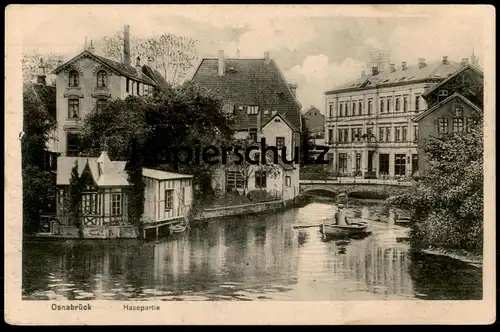 ALTE POSTKARTE OSNABRÜCK HASEPARTIE 1918 BOOT RUDERBOOT Ansichtskarte AK cpa postcard