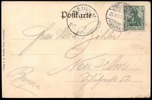 ALTE POSTKARTE OSNABRÜCK GOLDFISCHTEICH IM BÜRGERPARK 1903 Uniform Polizist Familie uniforme Ansichtskarte cpa postcard