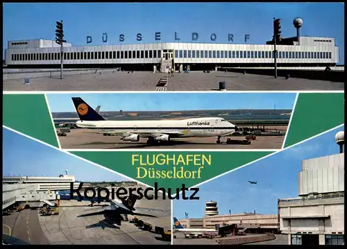 ÄLTERE POSTKARTE DÜSSELDORF FLUGHAFEN Airport Aeroport Boeing 747 Lufthansa Avion Airplane Plane Aerodrome cpa postcard