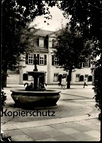 ÄLTERE POSTKARTE WEIMAR SCHILLERHAUS MIT GÄNSEMÄNNCHENBRUNNEN Brunnen fontaine fountain Dichter Poet Ansichtskarte cpa