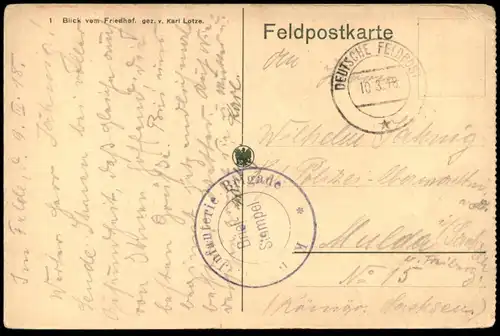 ALTE POSTKARTE LAON 1918 BLICK VOM FRIEDHOF FELDZEICHNUNG KARL LOTZE Zeichnung Feldpost cachet Infanterie Brigade cpa