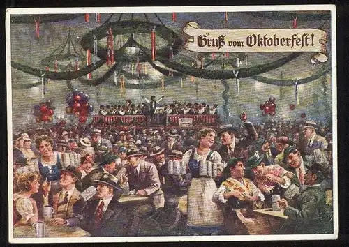 ALTE POSTKARTE GRUSS VOM OKTOBERFEST MÜNCHEN 1952 Munich Ansichtskarte AK cpa postcard