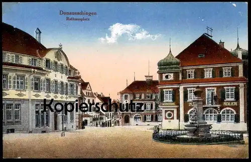 ALTE POSTKARTE DONAUESCHINGEN RATHAUSPLATZ WEINSTUBE ZUM ADLER Brunnen fontaine fountain cpa postcard AK Ansichtskarte