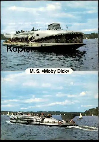 ZWEI POSTKARTEN SCHIFF M.S. MOBY DICK BERLIN PARTYSCHIFF AUSFLUGSSCHIFF Ship Bateau cpa postcard AK Ansichtskarte