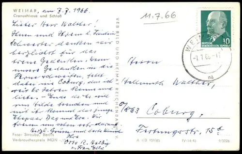 ÄLTERE POSTKARTE WEIMAR LUCAS CRANACH-HAUS UND SHLOSS Haus Lucas Cranach Maler Painter Ansichtskarte AK cpa postcard