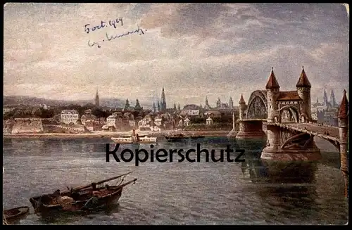 ALTE KÜNSTLER POSTKARTE BONN ASTUDIN HOURSCH & BECHSTEDT Brücke und Rhein Rhine Rhin postcard cpa AK Ansichtskarte