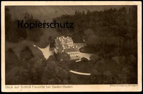 ALTE POSTKARTE ZEPPELIN LUFTSCHIFFPOSTKARTE BLICK AUF SCHLOSS FAVORITE BEI RASTATT Luftschiff airship dirigeable