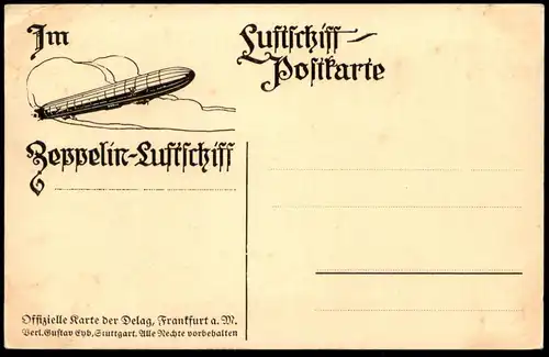 ALTE POSTKARTE ZEPPELIN LUFTSCHIFFPOSTKARTE BLICK AUF SCHLOSS FAVORITE BEI RASTATT Luftschiff airship dirigeable