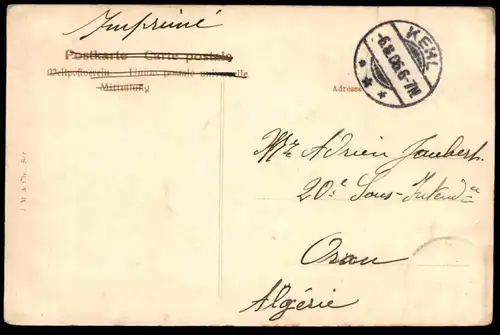 ALTE POSTKARTE KEHL STRASSENBAHN MIT ANZEIGE BAHNHOF Tram Tramway Lampione Lantern Stamp on front postcard Ansichtskarte