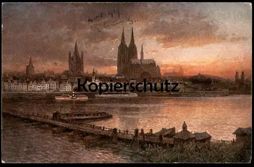 ALTE KÜNSTLER POSTKARTE KÖLN DOM SONNENUNTERGANG ASTUDIN Cöln Cologne Keulen cpa postcard AK Ansichtskarte