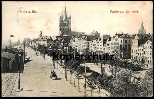 ALTE POSTKARTE KÖLN PARTIE AM BOLLWERK KUTSCHE 1906 Cöln Cologne Keulen cpa postcard AK Ansichtskarte