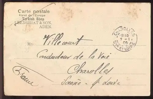 ALTE POSTKARTE ADEN TELEGRAPH BAY 1905 BRITISH INDIA Britisch-Indien Kolonie Colony Jemen Adan Republic of Yemen cpa AK