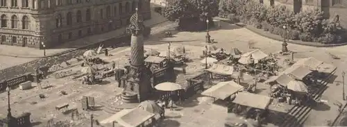 ALTE POSTKARTE WIESBADEN MARKTPLATZ MIT RATHAUS UND MARKTKIRCHE AUFN. ROLF KELLNER KARLSRUHE Market Markt cpa postcard