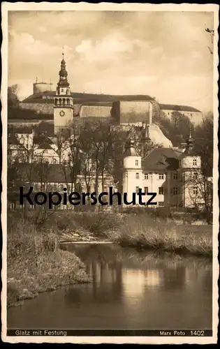 ALTE POSTKARTE GLATZ MIT FESTUNG 1937 Klodzko Kladsko Polska Poland Polen Pologne Schlesien postcard cpa Ansichtskarte