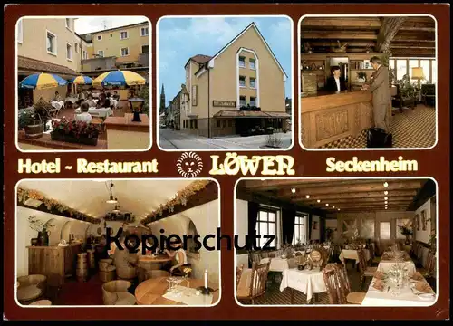 ÄLTERE POSTKARTE SECKENHEIM HOTEL RESTAURANT LÖWEN Fam. Schlageter Förder Mannheim AK Ansichtskarte cpa postcard