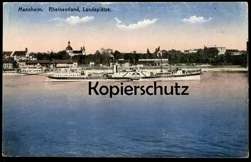 ALTE POSTKARTE MANNHEIM RHEINVORLAND LANDEPLÄTZE Raddampfer Dampfer bateau à vapeur Steamship Ship Schiff postcard cpa