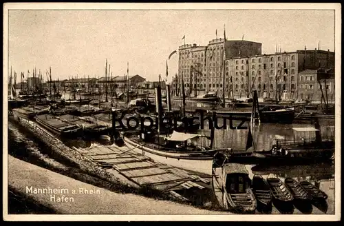 ALTE POSTKARTE MANNHEIM HAFEN Harbour Port Frachtschiff Boot Boat Schiff cargo freight ship bateau barque vrachtschip AK