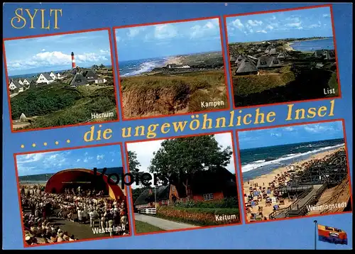 ÄLTERE POSTKARTE SYLT DIE UNGEWÖHNLICHE INSEL HÖRNUM KAMPEN LIST WESTERLAND KEITUM WENNINGSTEDT Kapelle Leuchtturm AK