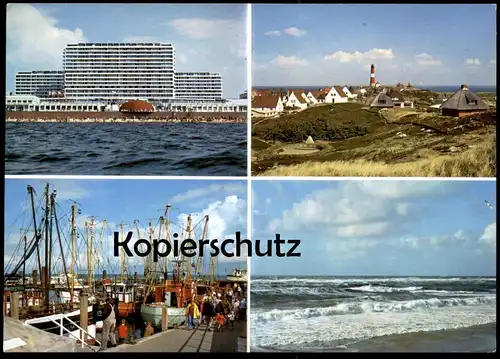 POSTKARTE SYLT LISTER HAFEN LEUCHTTURM HÖRNUM WESTERLAND Fischkutter Schiff fishing boat fisher cutter lighthouse cpa AK