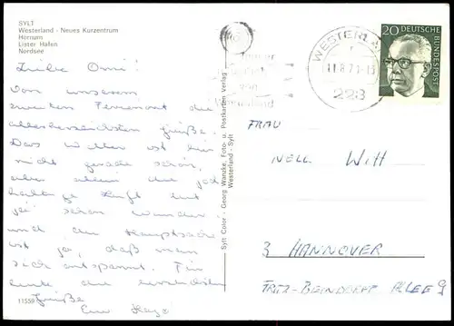 POSTKARTE SYLT LISTER HAFEN LEUCHTTURM HÖRNUM WESTERLAND Fischkutter Schiff fishing boat fisher cutter lighthouse cpa AK